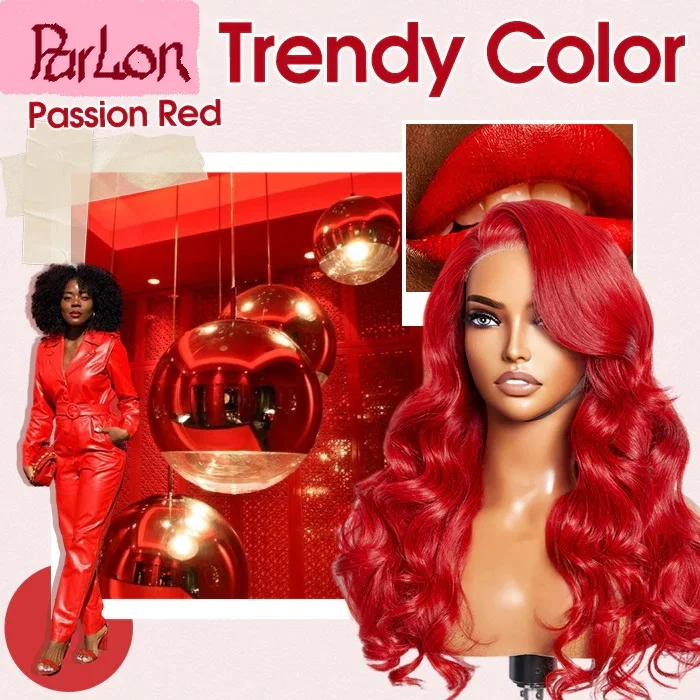 24 Inches 13""x4"" Body Wavy Wear & Go Glueless #Red Lace Frontal Wig-100% Human Hair