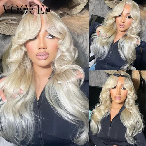 #60 Platinum Colored Brazilian Virgin Human Hair Wigs for Women 13x4