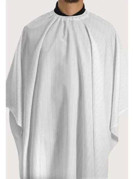 Barber Strong Barber Cape White W/ Black Pinstripe