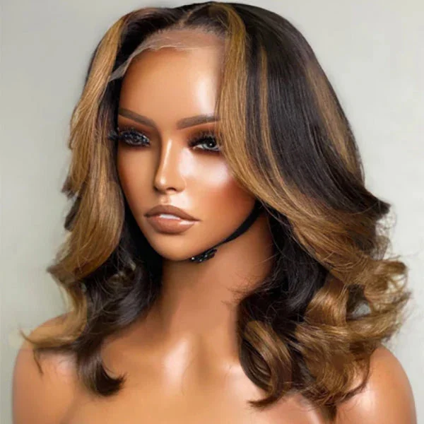 Blonde Mix Black Loose Wave HD Lace Glueless Short Wig