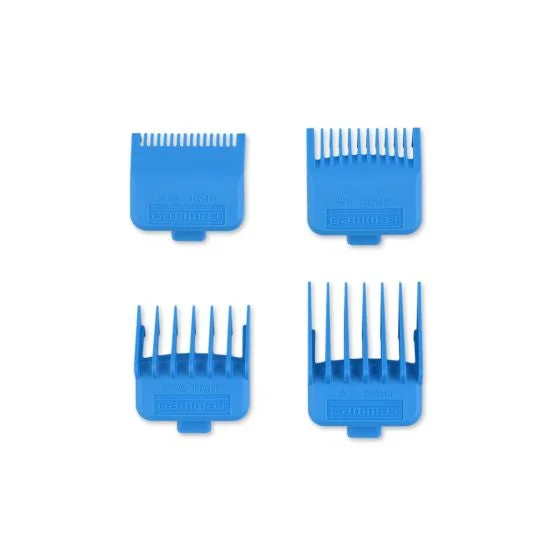 Gamma DUB MAGNETIC TIGHT CLIPPER GUARDS 4-PACK CYAN BLUE