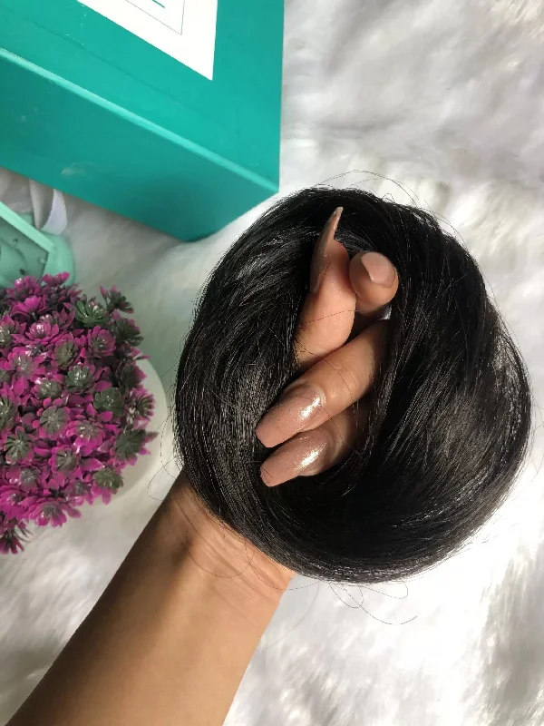 Human Hair Donut Scrunchie Black | Nish Hair