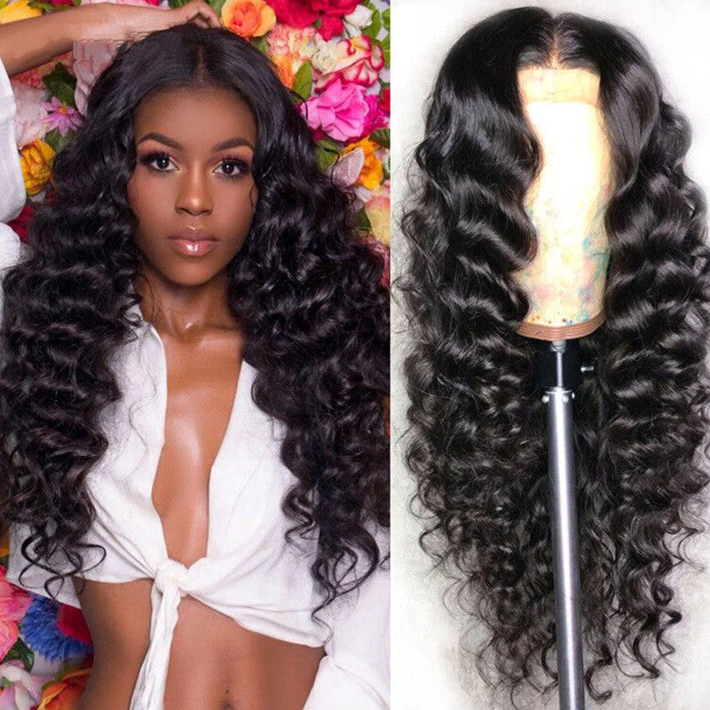 Loose Deep Wave Human Lace Frontal Wig