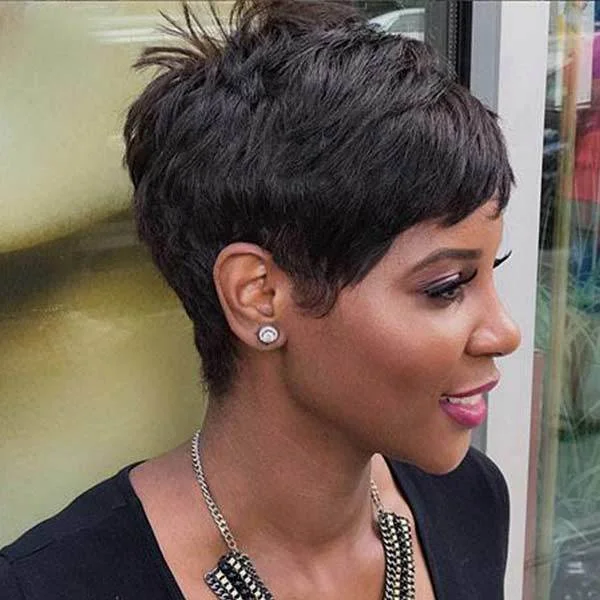 Luna 025 Pixie Layered Short Straight Wig for African American