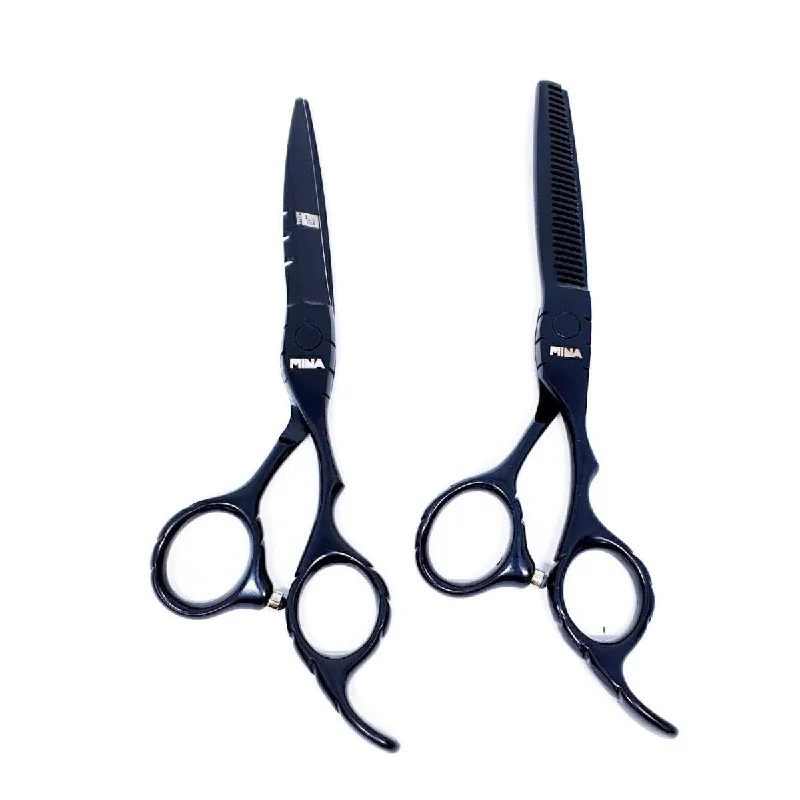 Mina Matte Black Offset Hairdressing Scissor Set