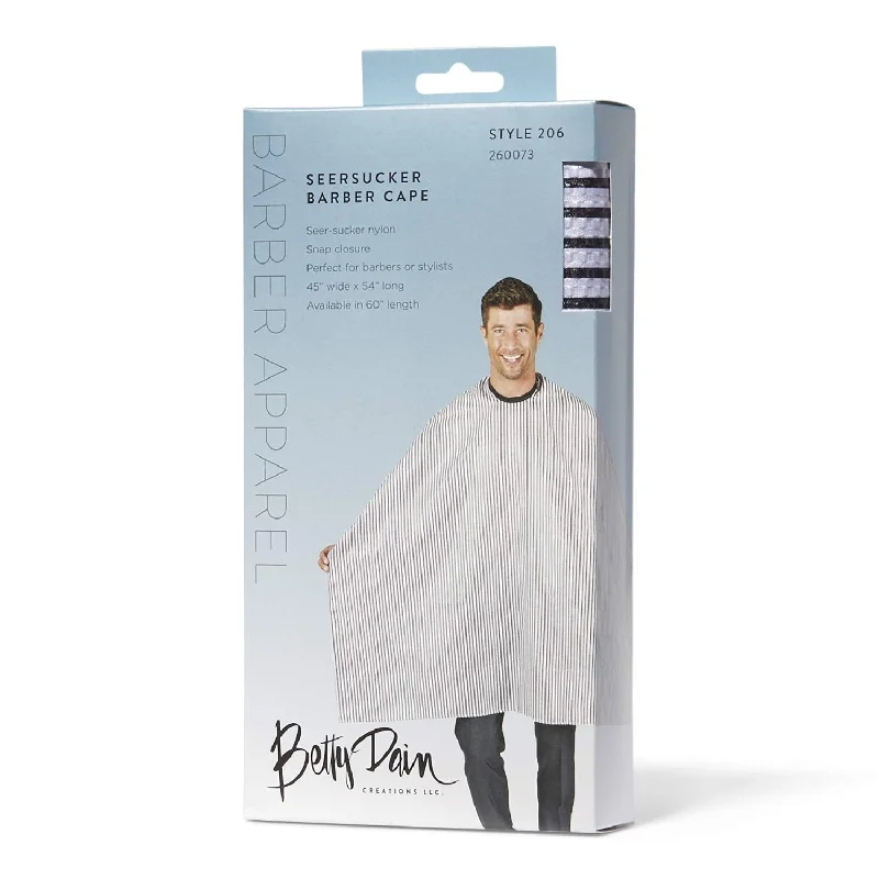 Betty Dain Seersucker Barber Cape Style 206 White w/ Pinstripes