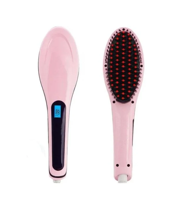 Straightening Magic Fast Hair Straightener Pink Bivolt Smoothing Brush - Roger