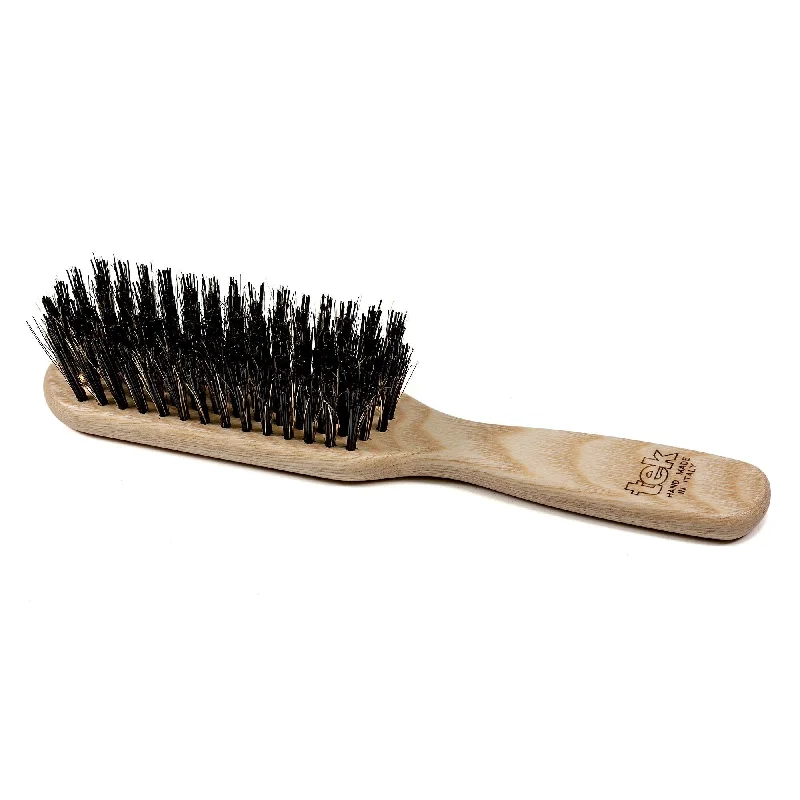 TEK Rectangular Ash Wood Hair Brush with Boar Bristles