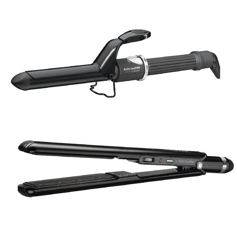 BaBylissPRO Porcelain Ceramic 1"" Flat Iron & Curling Iron 1"" Prepack