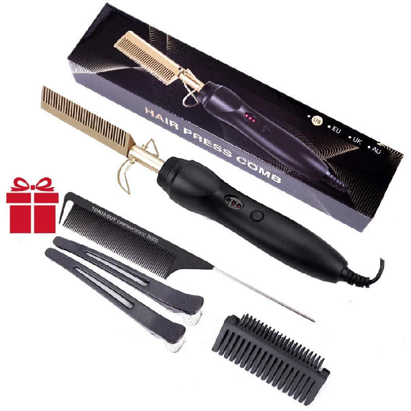 Leeons Black Hot Comb Hair Straightener